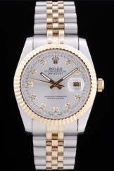 Rolex Datejust Silver Dial Diamonds Ribbed Bezel 7454