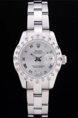 Rolex Datejust Polished Silver Diamonds Bezel Silver Dial 7474