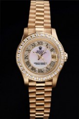 Rolex Top Replica 8735 Gold Stainless Steel Strap Luxury Gold Watch