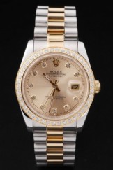 Rolex Top Replica 8745 Gold Stainless Steel Strap Diamond-Studded Swiss Mechanism Luxury Watch
