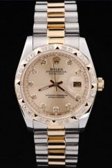 Diamond-Studded Top Replica 8747 Gold Stainless Steel Strap Datejust Swiss Mechanism Luxury Watch