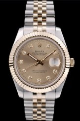 Rolex DateJust Top Replica 9181 Gold Stainless Steel Ribbed Bezel Goldish Dial 41978