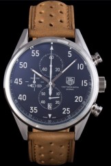 Tag Heuer Carrera SpaceX Silver Bezel with Black Dial and Light Brown Leather Strap tag265 621536