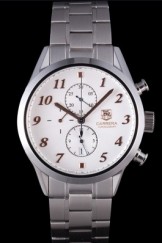 Tag Heuer Luxury Replica Carrera Stainless Steel Strap White Dial 3986779