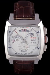 Brown Top Replica 7506 Brown Leather Strap Heuer Monaco Luxury men's watch