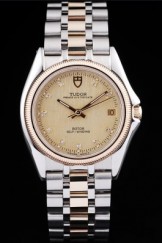 Tudor Top Replica 7488 Stainless Steel Strap Swiss Classic Prince Date Stainless Steel Case Rose Gold Ribbed Bezel Gold Dial