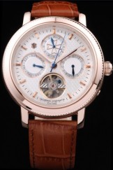 Vacheron Top Replica 7565 Brown Leather Strap Brown Luxury Watch