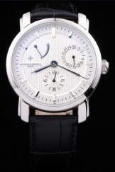 White Top Replica 7572 Black Leather Strap Constantin Luxury Watch