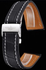 Breitling Black Leather White Stitching Bracelet 622482