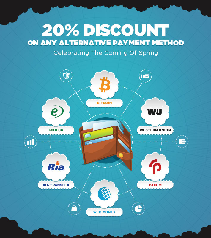 Celebrating The Coming Of Spring With 20% Discount On Any Alternative Payment Methods!